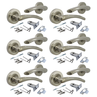 Marketplace JPG companion for Zena Door Handle Modern Design Satin Nickel Lever on Rose Internal + Latch