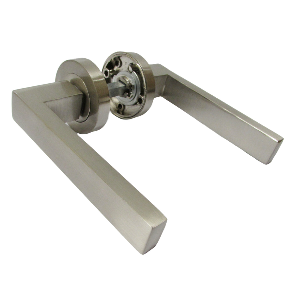 Marketplace JPG companion for Cafri Door Handle Modern Satin Nickel Rectangular Lever on Rose Internal + 64mm Latch & Hinges