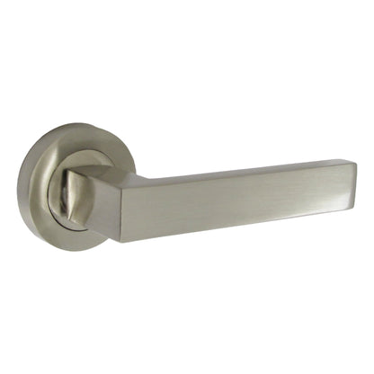 Marketplace JPG companion for Cafri Door Handle Lock Key Set Modern Satin Nickel Rectangular Lever on Rose Internal Escutcheon