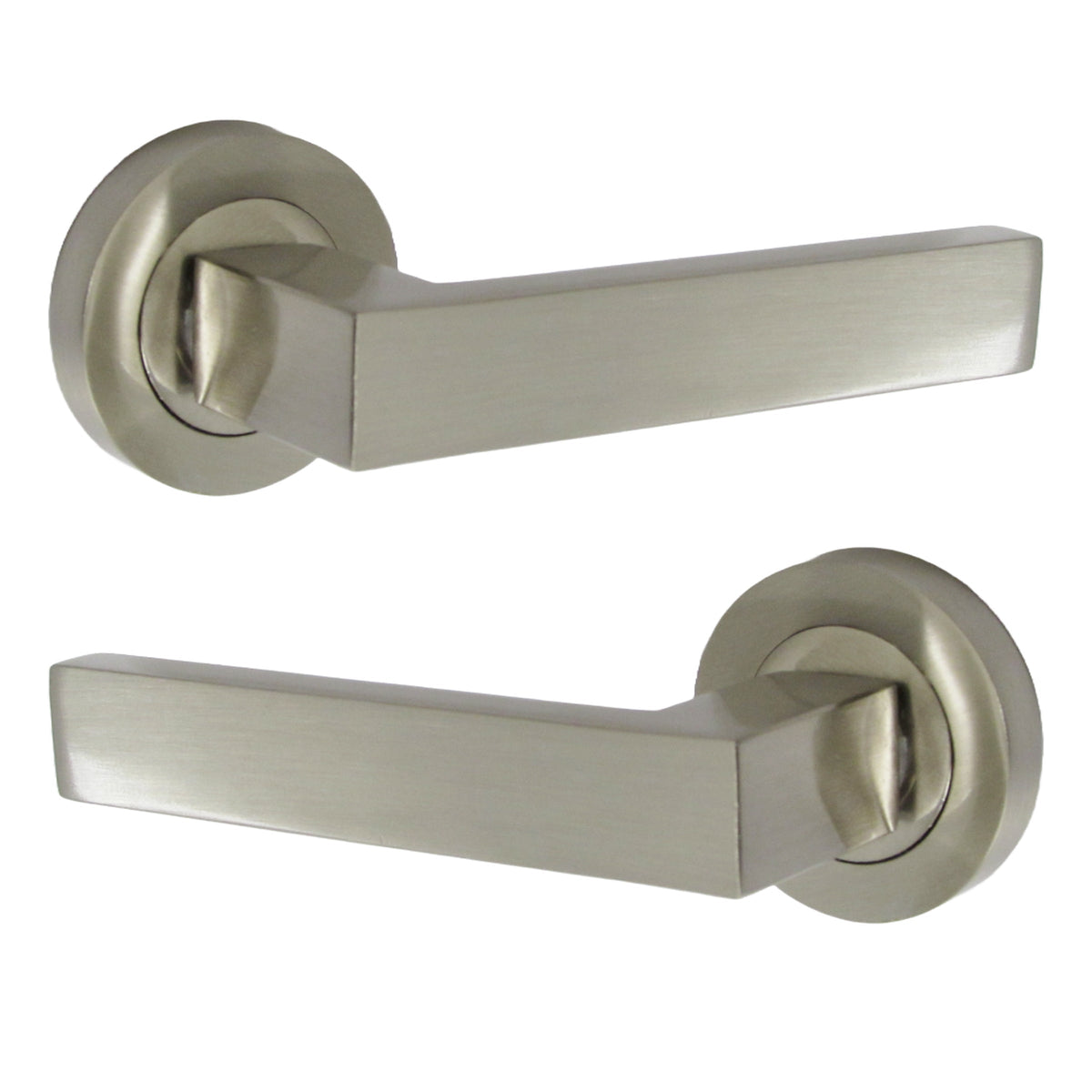 Marketplace JPG companion for Cafri Door Handle Modern Satin Nickel Rectangular Lever on Rose Internal + 64mm Latch & Hinges