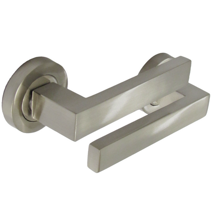 Cafri Door Handle Modern Satin Nickel Rectangular Lever on Rose Internal + 64mm Latch