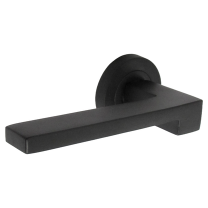 Ensemble de poignées de porte de salle de bain UNO-3, levier moderne noir mat sur rosace, ensemble de boutons-poussoirs internes