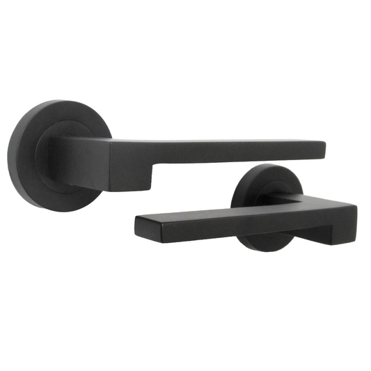 UNO-3 Door Handle Modern Matt Black Lever on Rose Internal Latch Internal Doors Handles
