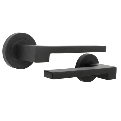 Ensemble de clés de serrure de poignée de porte UNO-3, levier moderne noir mat sur rosace, pack d'écusson interne