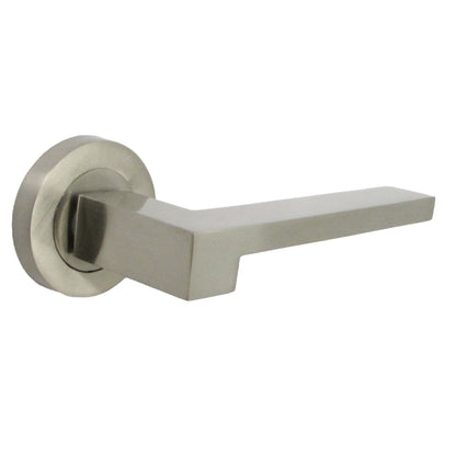 Marketplace JPG companion for UNO-3 Door Handle Bathroom Set Modern Satin Nickel Lever on Rose with Thumbturn and Lock