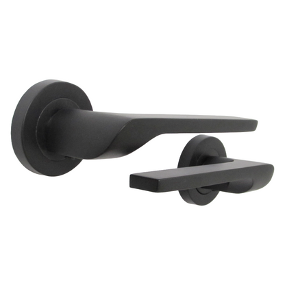 UNO-2 Door Handle Modern Matt Black Lever on Rose Internal Latch Internal Doors Handles