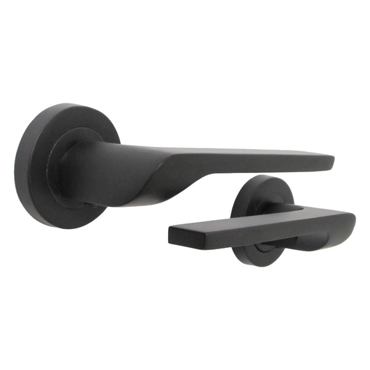 UNO-2 Door Handle Modern Matt Black Lever on Rose Internal Latch Internal Doors Handles