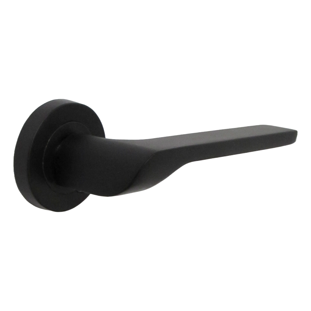 UNO-2 Door Handle Pack Modern Matt Black Lever on Rose Internal Handles + 64mm Latch & Hinges