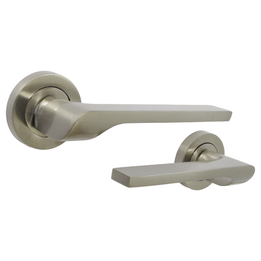 UNO-2 Door Handle Modern Satin Nickel Lever on Rose Internal Latch Doors Handles