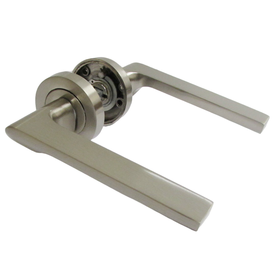 UNO-2 Door Handle Modern Satin Nickel Lever on Rose Internal Doors Handles + 64mm Latch