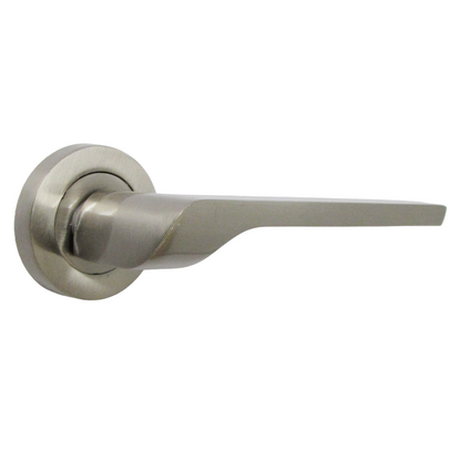 Ensemble de clés de serrure de poignée de porte UNO-2, levier moderne en nickel satiné sur rosace, pack d'écusson interne