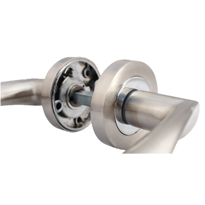 MULTIPACK Astrid Door Handles Latch Twist Lever on Rose - Satin and Chrome 120mm