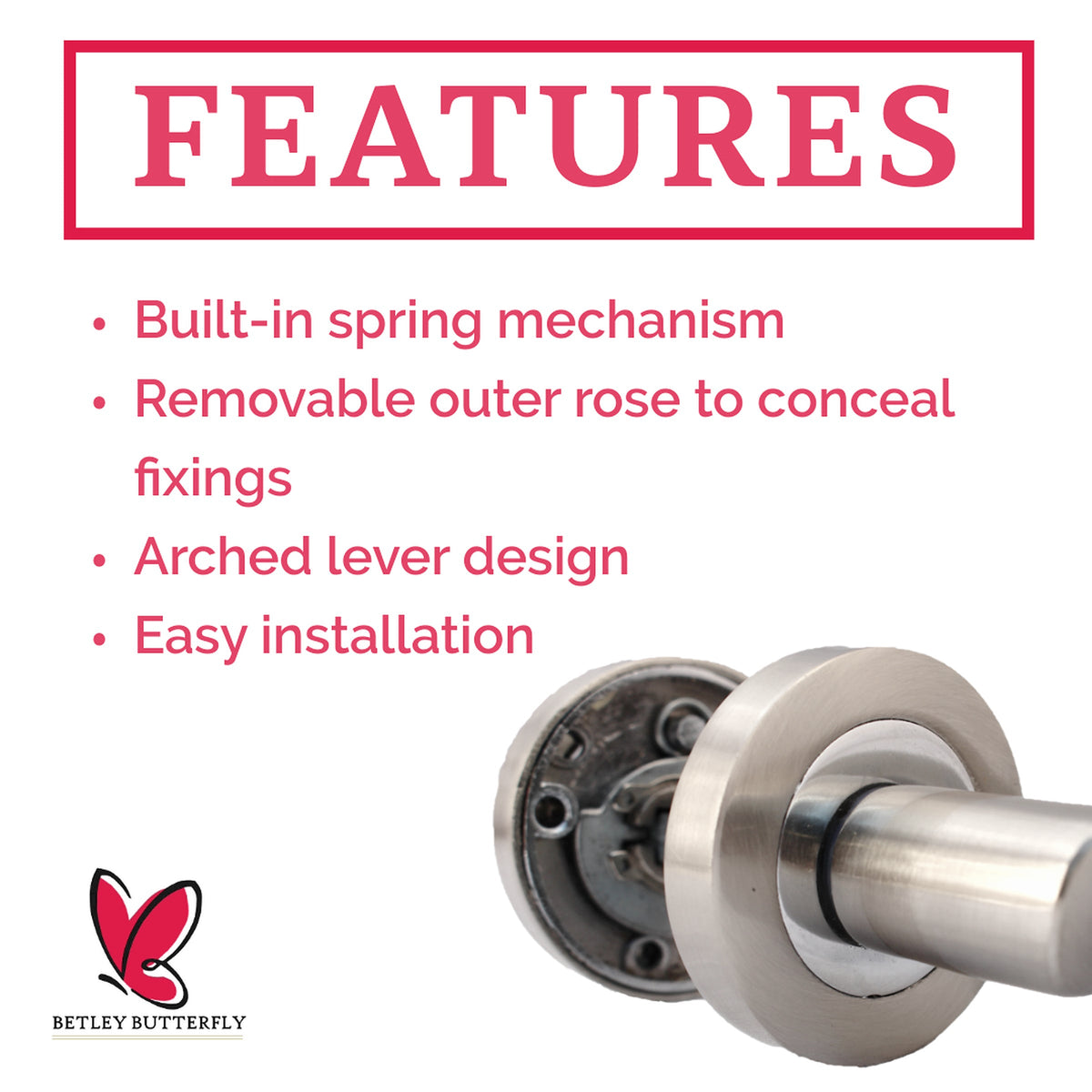 Marketplace JPG companion for Astrid Door Handles Latch Pack Twist Lever on Rose - Satin Chrome 120mm