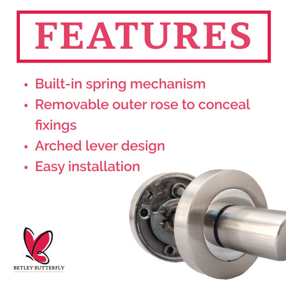 Marketplace JPG companion for Astrid Door Handles Lock and Key Escutcheon Twist Lever on Rose - Satin Chrome 120mm