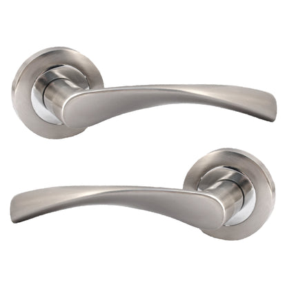 Marketplace JPG companion for Multipack Astrid Door Handles Latch Twist Lever on Rose - Satin and Chrome 120mm