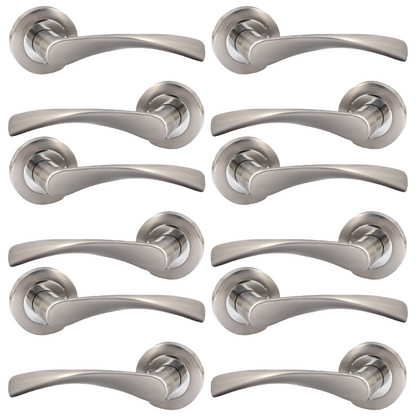MULTIPACK Astrid Door Handles Latch Twist Lever on Rose - Satin and Chrome 120mm