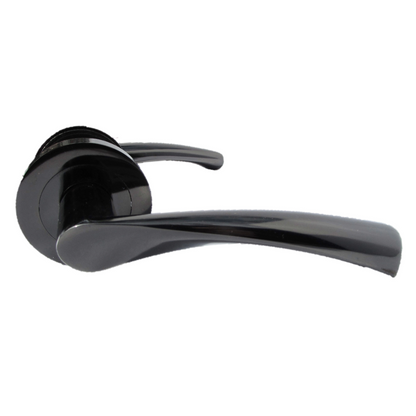 Astrid Door Handles Latch Twist Lever on Rose Black Nickel Bathroom Thumbturn Lock 120mm