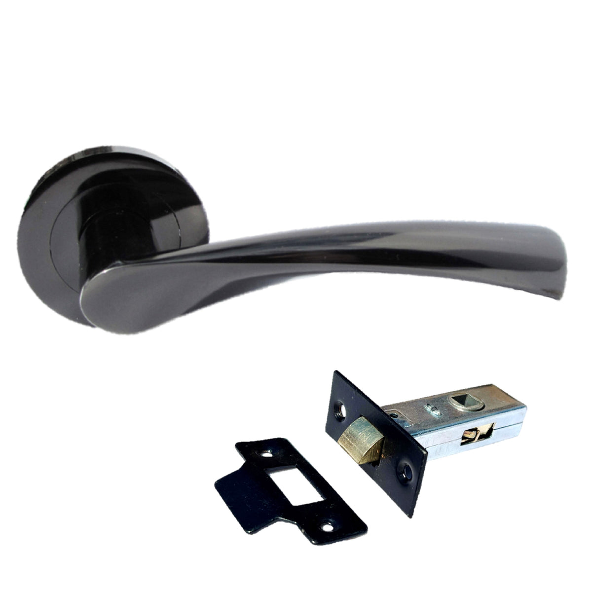 Marketplace JPG companion for Astrid Door Handles Latch Twist Lever on Rose - Black Nickel Latch 120mm - 50mm
