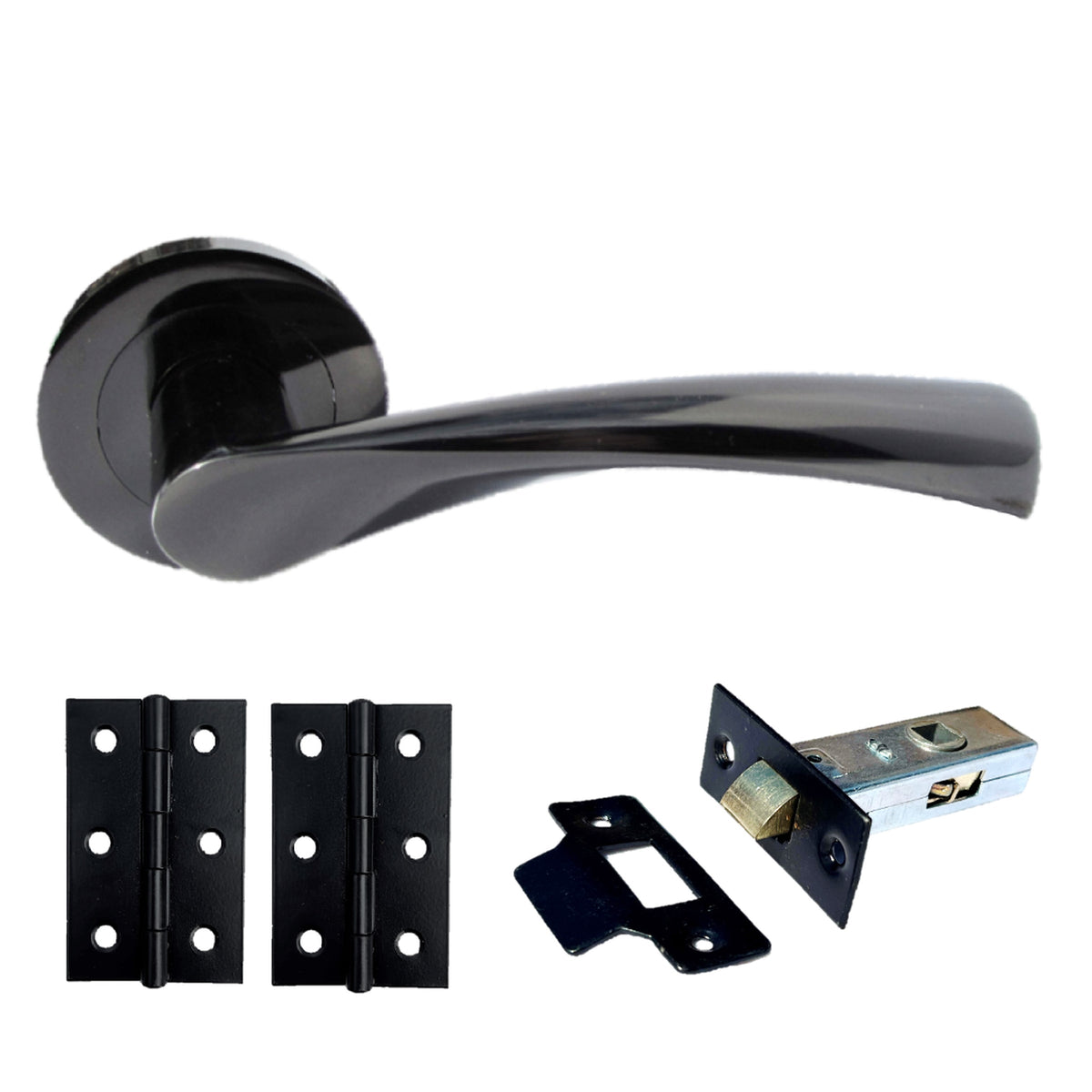 Marketplace JPG companion for Astrid Door Handles Latch Twist Lever on Rose - Black Nickel Latch Hinges 120mm - 50mm
