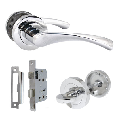 Marketplace JPG companion for Astrid Door Handles Latch Twist Lever on Rose Chrome Bathroom Thumb Turn Lock 120mm - 50mm