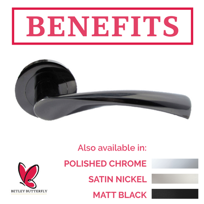 Poignée de porte Astrid à levier pivotant sur rosace - Nickel noir 120 mm