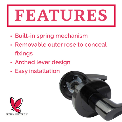 Poignée de porte Astrid à levier pivotant sur rosace - Nickel noir 120 mm