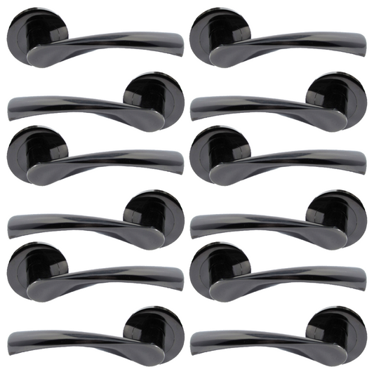 MULTIPACK Astrid Door Handles Latch Twist Lever on Rose - Black Nickel 120mm