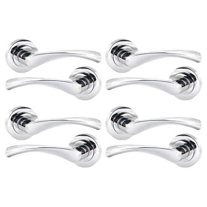 MULTIPACK Astrid Door Handles Latch Twist Lever on Rose - Chrome 120mm