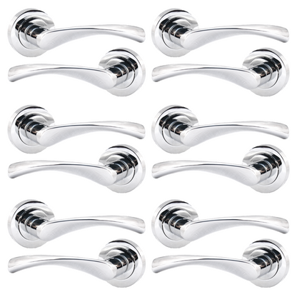 MULTIPACK Astrid Door Handles Latch Twist Lever on Rose - Chrome 120mm