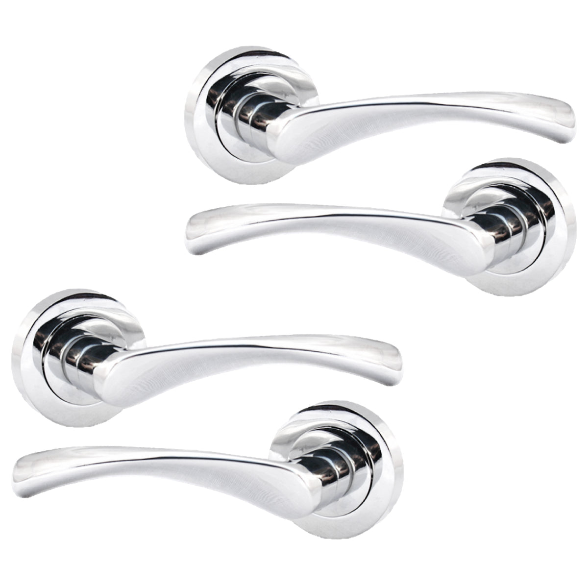 Marketplace JPG companion for Multipack Astrid Door Handles Latch Twist Lever on Rose - Chrome 120mm