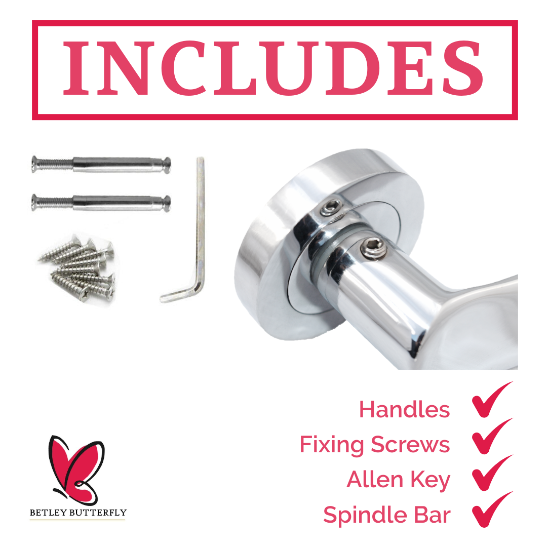 MULTIPACK Astrid Door Handles Latch Twist Lever on Rose - Chrome 120mm