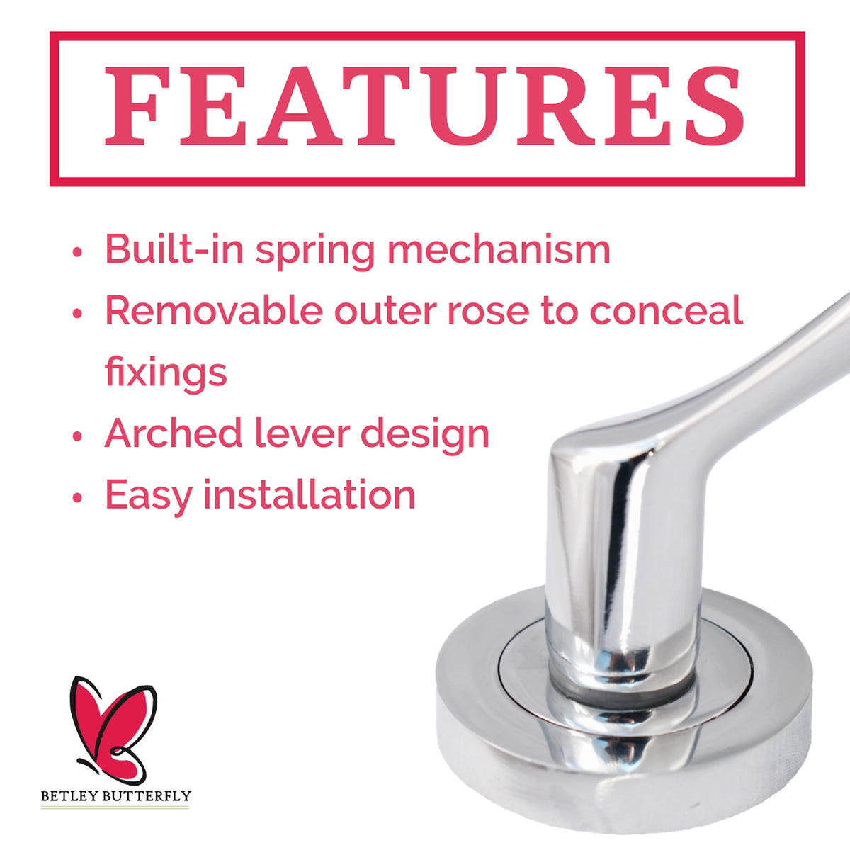 Marketplace JPG companion for Multipack Astrid Door Handles Latch Twist Lever on Rose - Chrome 120mm