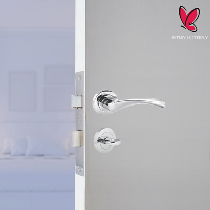 MULTIPACK Astrid Door Handles Latch Twist Lever on Rose - Chrome 120mm