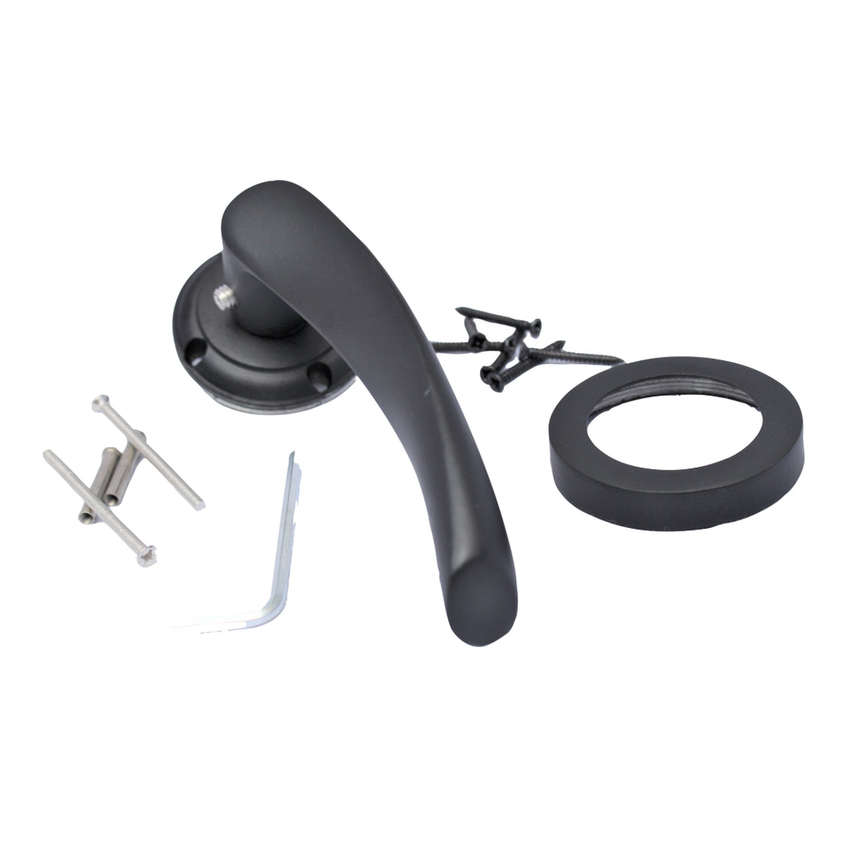 Marketplace JPG companion for Multipack Astrid Door Handles Latch Twist Lever on Rose Duo - Matt Black 120mm