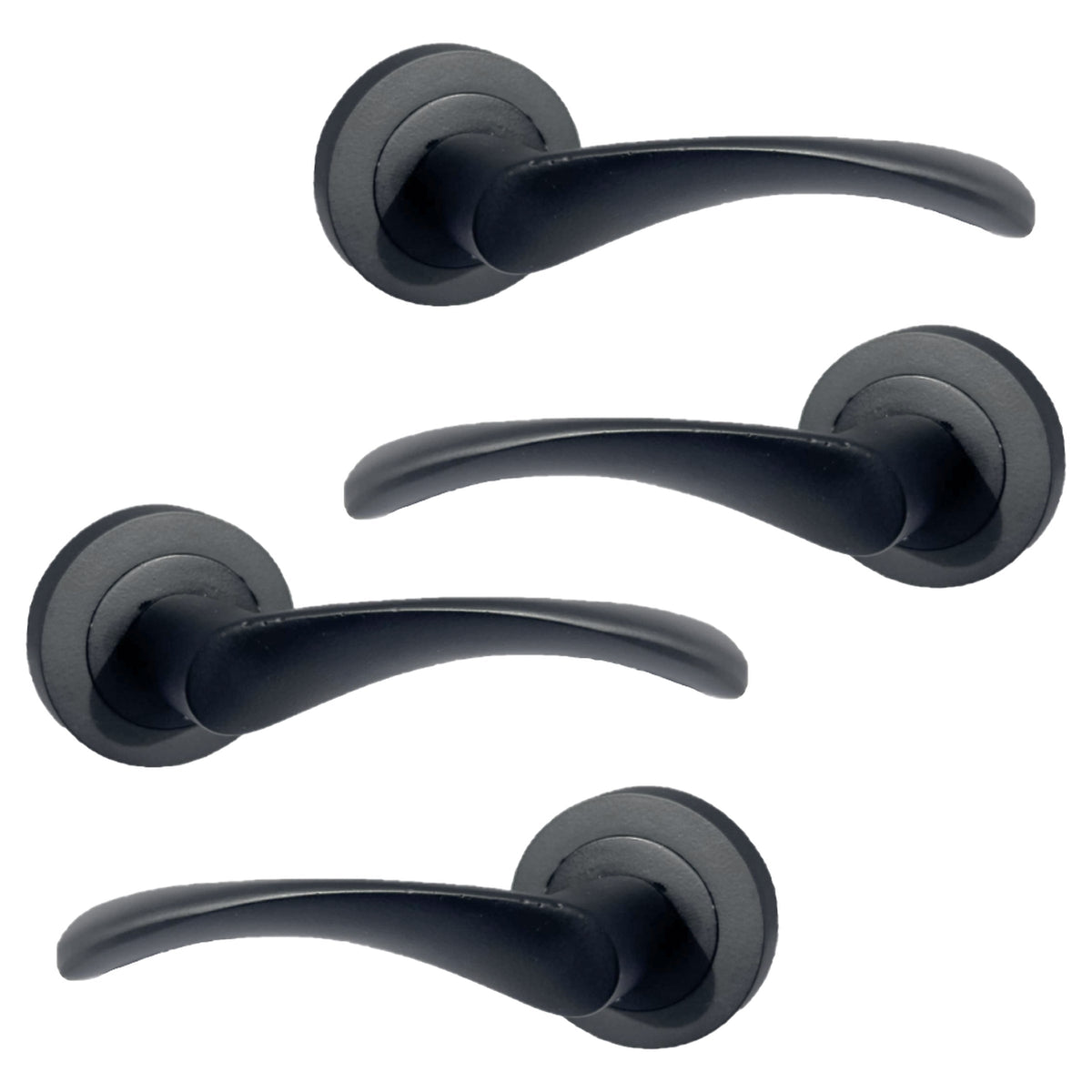 Marketplace JPG companion for Multipack Astrid Door Handles Latch Twist Lever on Rose Duo - Matt Black 120mm