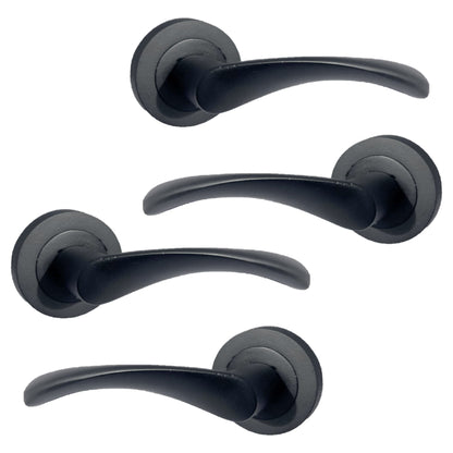 Marketplace JPG companion for Multipack Astrid Door Handles Latch Twist Lever on Rose Duo - Matt Black 120mm