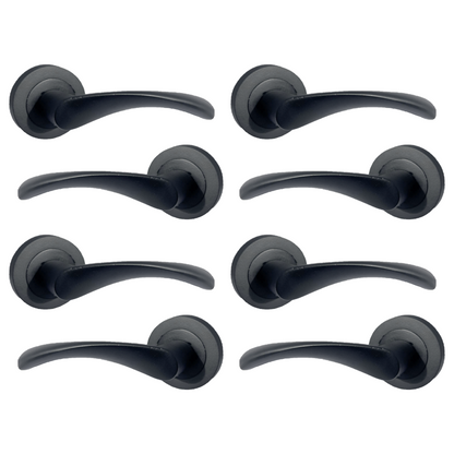 MULTIPACK Astrid Door Handles Latch Twist Lever on Rose Duo - Matt Black 120mm