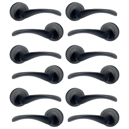 MULTIPACK Astrid Door Handles Latch Twist Lever on Rose Duo - Matt Black 120mm