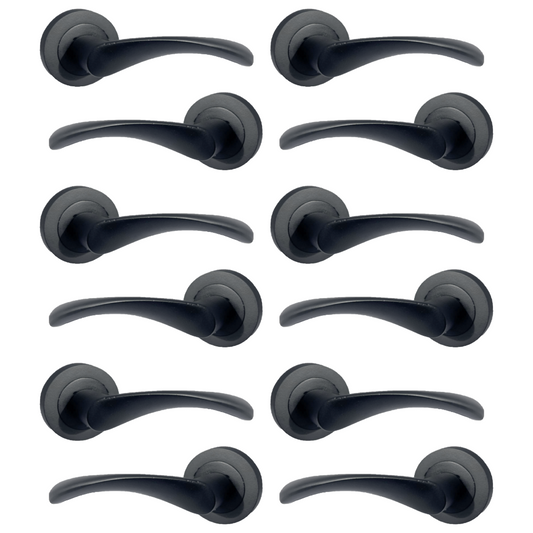 MULTIPACK Astrid Door Handles Latch Twist Lever on Rose Duo - Matt Black 120mm