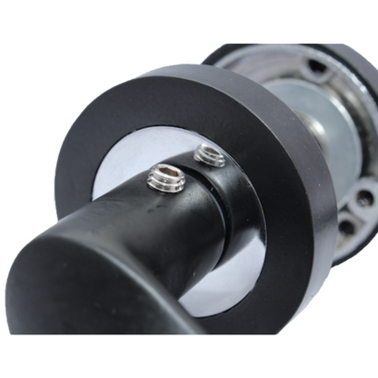 Astrid Door Handles Latch Twist Lever on Rose Duo - Matt Black Chrome 120mm