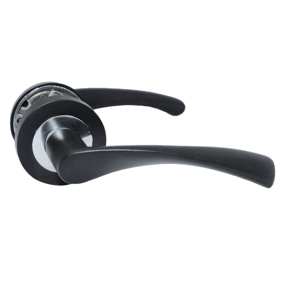 Marketplace JPG companion for Astrid Door Handles Latch Twist Lever on Rose Duo Matt Black Chrome Escutcheon Key Lock 120mm - 50mm