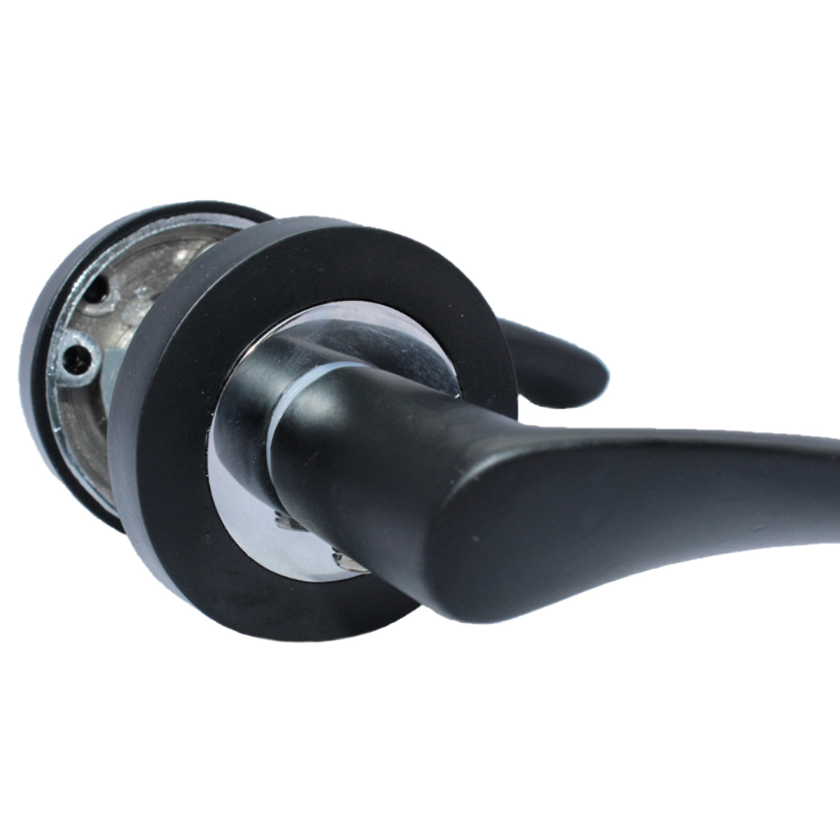 Marketplace JPG companion for Astrid Door Handles Latch Twist Lever on Rose Duo Matt Black Chrome Escutcheon Key Lock 120mm - 50mm