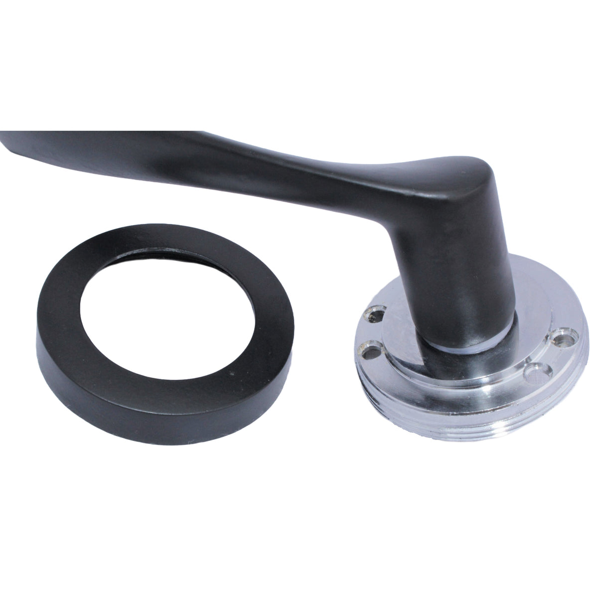 Marketplace JPG companion for Astrid Door Handles Latch Twist Lever on Rose Duo Matt Black Chrome Escutcheon Key Lock 120mm - 50mm