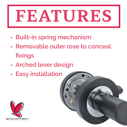 Astrid Door Handles Latch Twist Lever on Rose Duo Matt Black Chrome Bath Thumbturn Lock 120mm