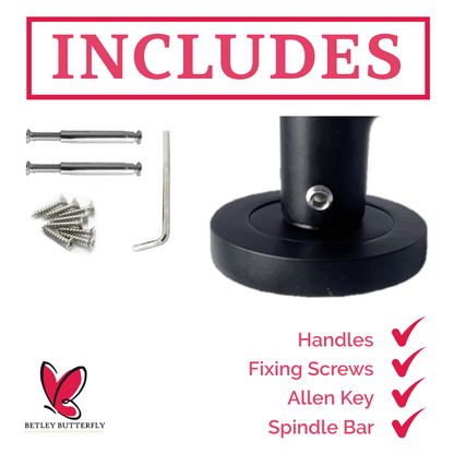 MULTIPACK Astrid Door Handles Latch Twist Lever on Rose Duo - Matt Black 120mm