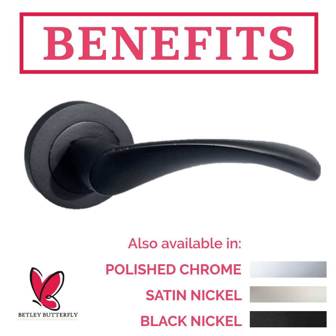 MULTIPACK Astrid Door Handles Latch Twist Lever on Rose Duo - Matt Black 120mm