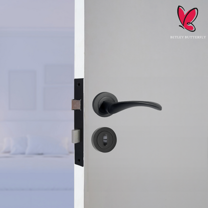 MULTIPACK Astrid Door Handles Latch Twist Lever on Rose Duo - Matt Black 120mm