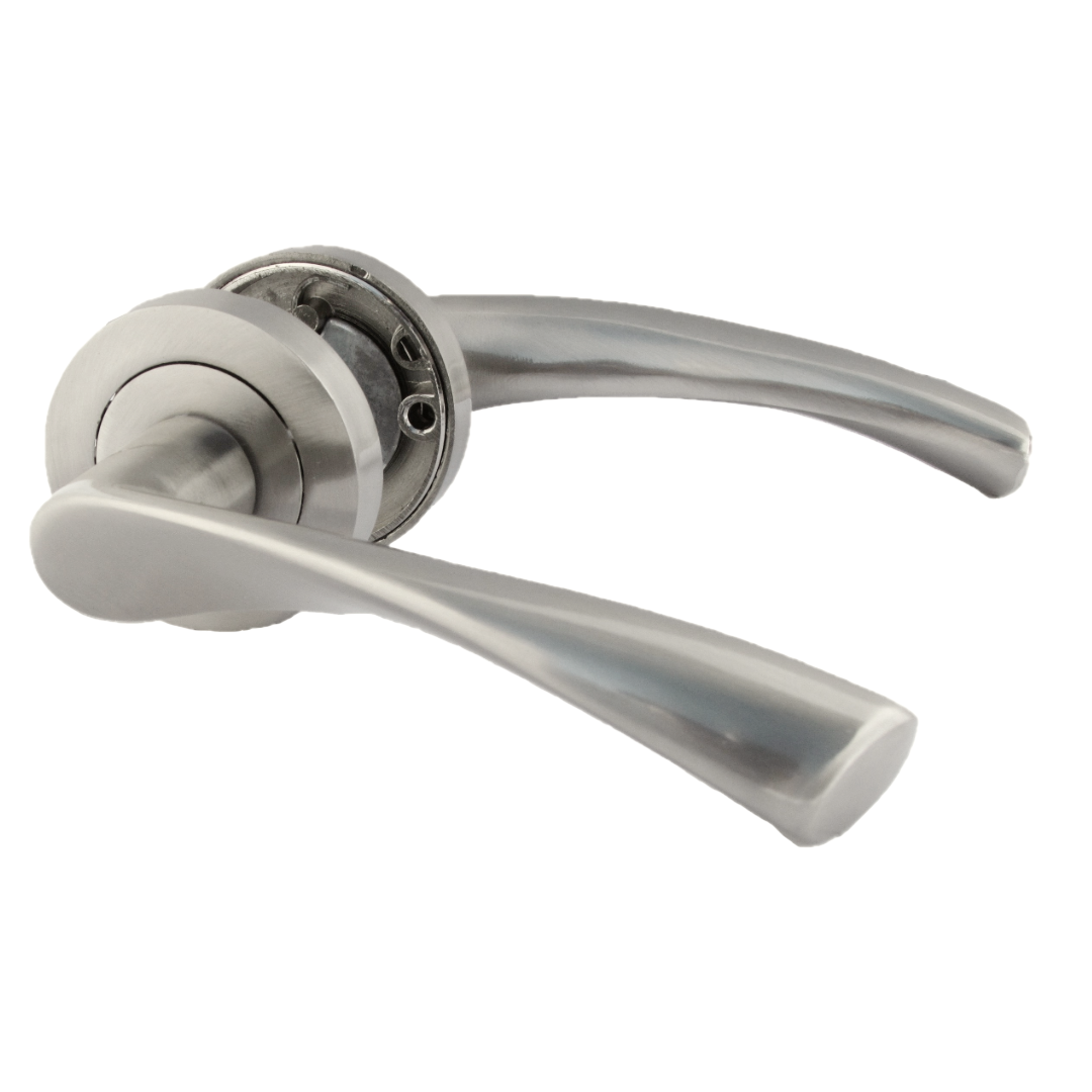 Astrid Door Handles Latch Twist Lever on Rose - Satin 120mm