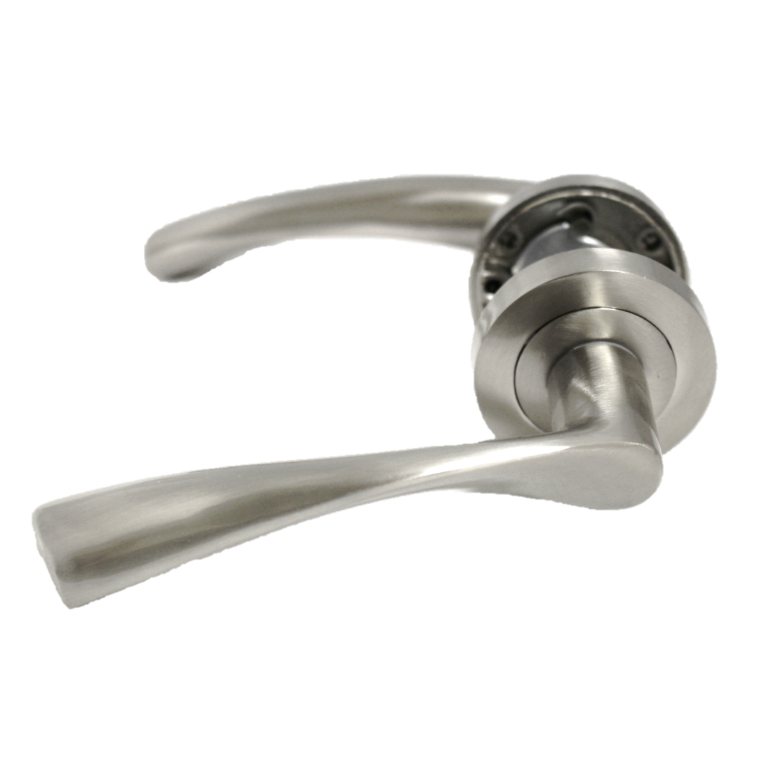 Astrid Door Handles Latch Twist Lever on Rose - Satin 120mm