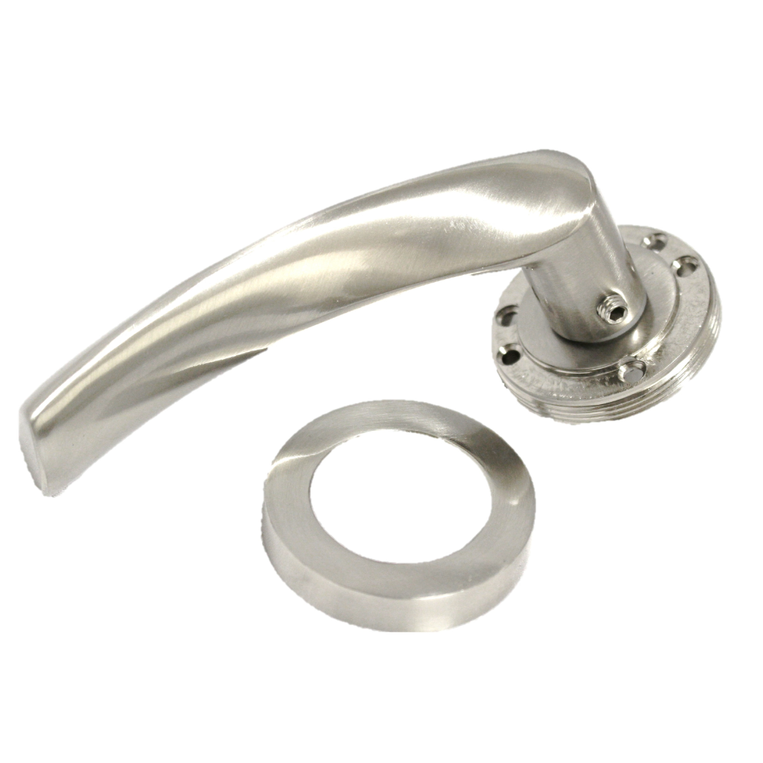 Astrid Door Handles Latch Twist Lever on Rose - Satin 120mm